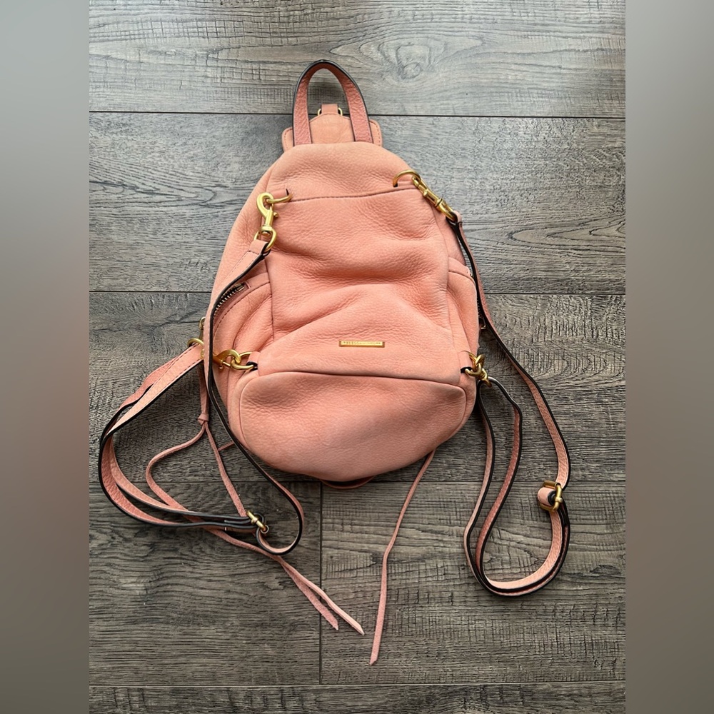 Rebecca Minkoff mini Julian suede peach backpack - Picture 3 of 11